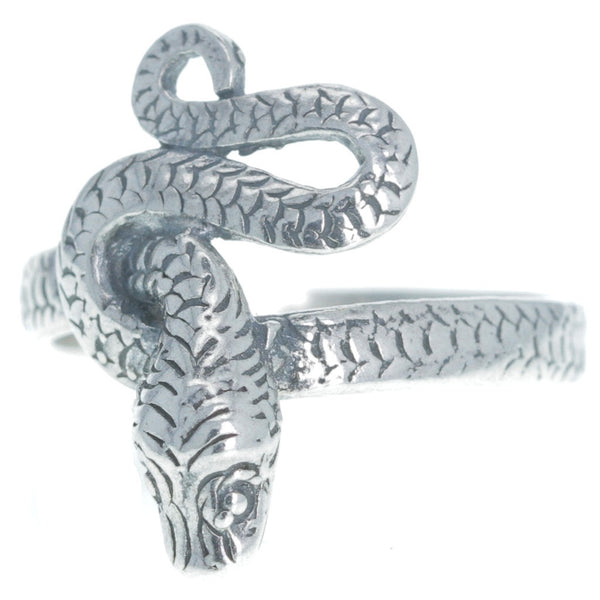 Carved Coiled Serpent Ring - Size 7