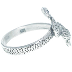 Carved Coiled Serpent Ring - Size 7