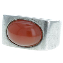 Modernist Carnelian Oval Ring - Size 7.75