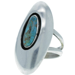 Modern Navajo Handmade Organic Turquoise Shadowbox Ring - Size 6