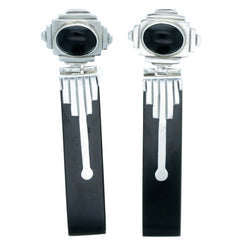 Taxco Elongated Bezel Set Onyx Earrings