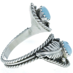 Leaf Accent Turquoise Wrap Around Ring - Size 10.5