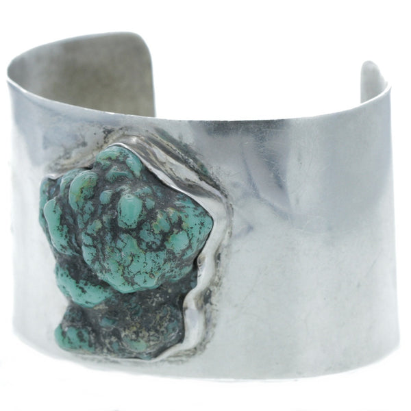 Simple Raw Turquoise Nugget Cuff Bracelet