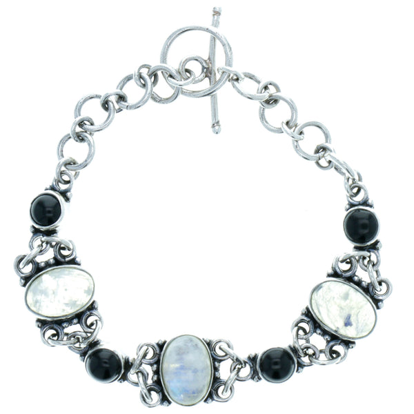 Eastern Dotted Moonstone & Glass Toggle Bracelet