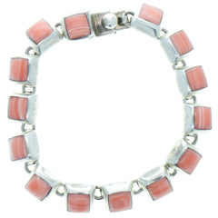 Mexican Rhodochrosite Square Link Bracelet