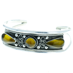 Taxco Braided Amber Dotted Accent Cuff Bracelet