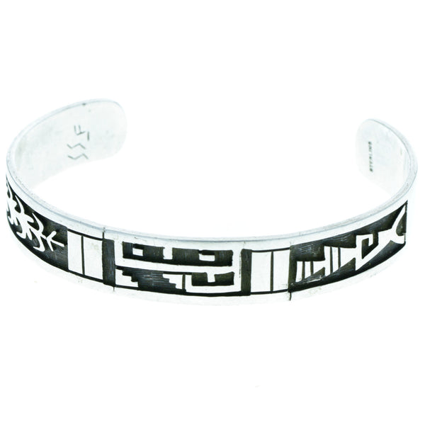 Hopi Hand-Signed Tribal Overlay Cuff Bracelet