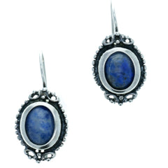 Dotted Denim Lapis Dangle Earrings