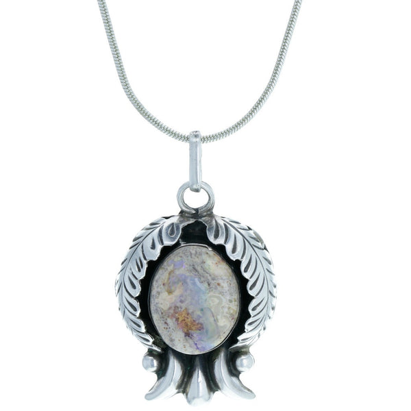 Mexican Feathered Opal Pendant Necklace