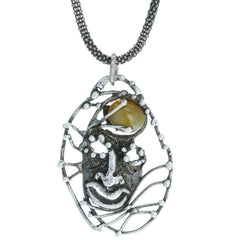 Handmade Die-Cut Agate Face Pendant Necklace