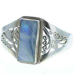 Eastern Braided Scroll Moonstone Cuff Bracelet