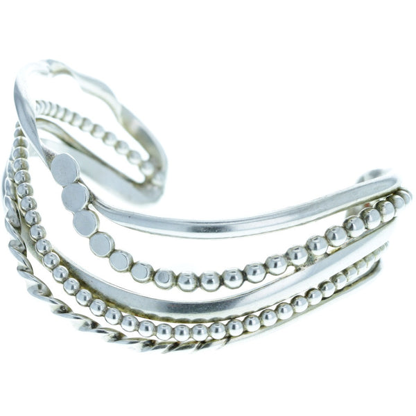 Split Twist & Dotted Strand Cuff Bracelet