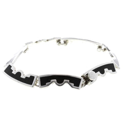 Taxco Geometric Onyx Link Bracelet