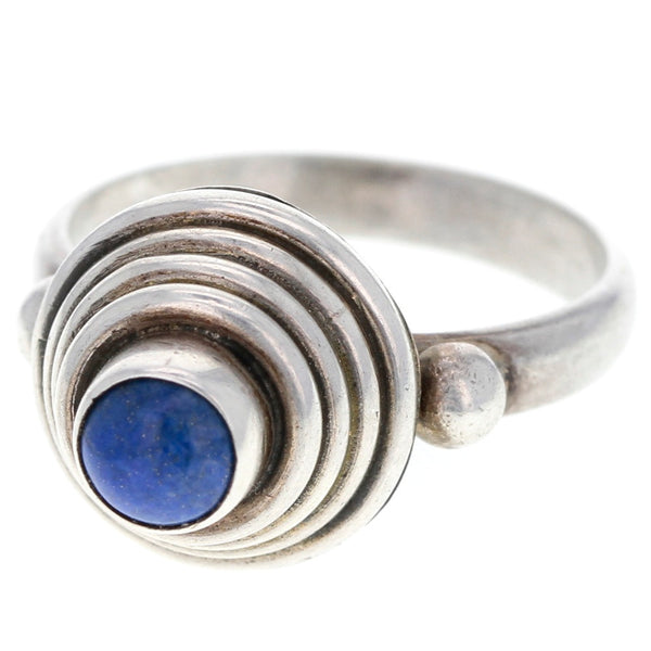 Eastern Dotted Lapis Circle Ring - Size 6.5