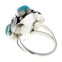 Navajo Handmade Dotted Turquoise Dome Ring - Size 9.5