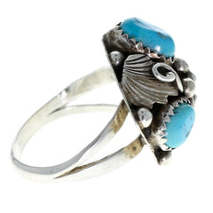 Navajo Handmade Dotted Turquoise Dome Ring - Size 9.5