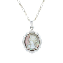 Theda Abalone Cameo Pendant Necklace