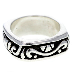 Mexican Scroll Overlay Square Band Ring - Size 8