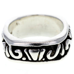 Mexican Scroll Overlay Square Band Ring - Size 8