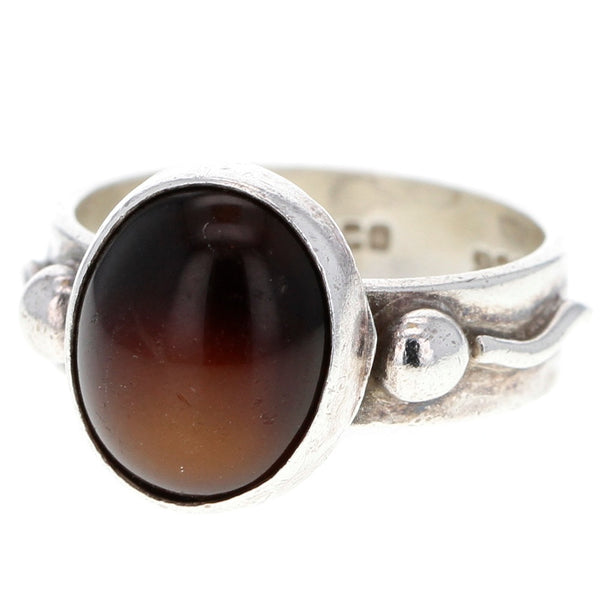 Mexican Modern Brown Agate Ring - Size 6.5