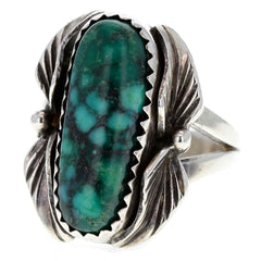 Navajo Symmetrical Marbled Turquoise Ring - Size 5.5