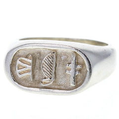 Egyptian Cartouche Amulet Ring - Size 7.75