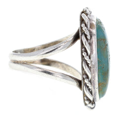 Navajo Handmade Braided Turquoise Teardrop Ring - Size 6