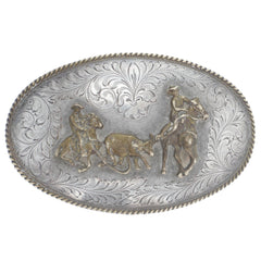 Southwestern Brass Accent Team Roping Belt Buckle