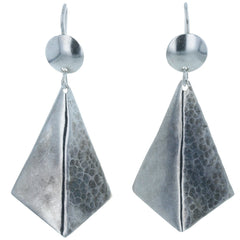 Modern Hammered Pyramid Dangle Earrings