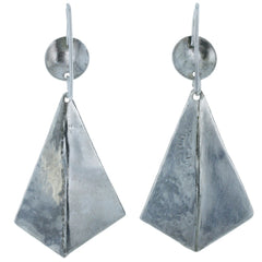 Modern Hammered Pyramid Dangle Earrings