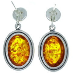 Modern Amber Cabochon Dangle Earrings