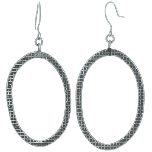 Textured Oval Hoop Dangle Earrings