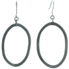 Textured Oval Hoop Dangle Earrings