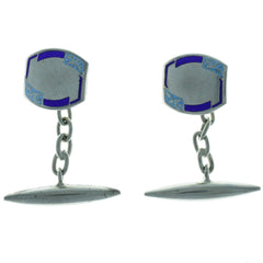 Engravable Blue Enamel Cufflinks